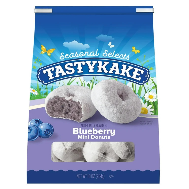 Tastykake Blueberry Mini Donuts, Shareable Blueberry Flavored Powdered Donuts, 10 oz Bag, Shelf-S... | Walmart (US)