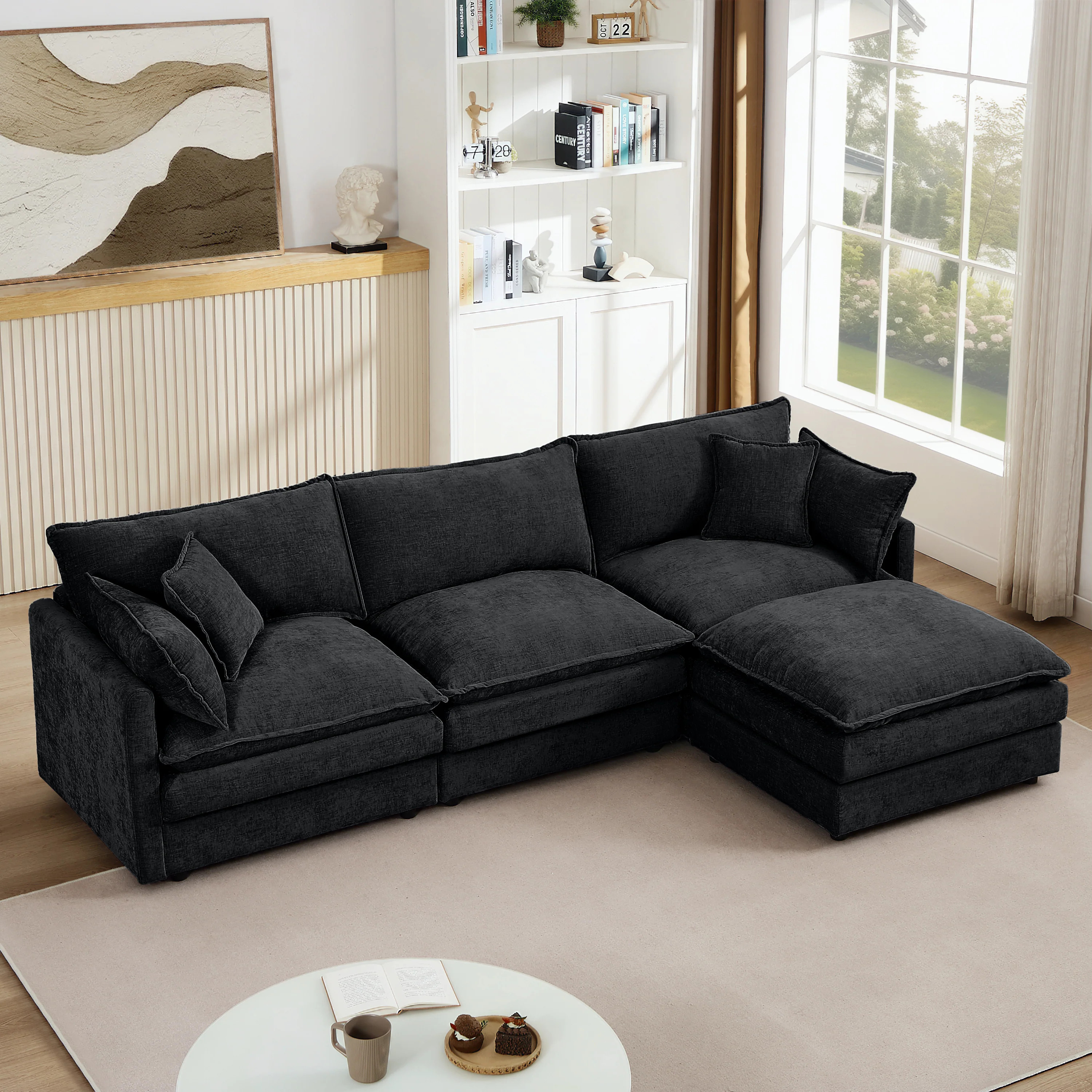 102" L Shape Chenille Modular Sectional 3 Seater Couch with Ottoman | CHAIRUS Affiliate Program