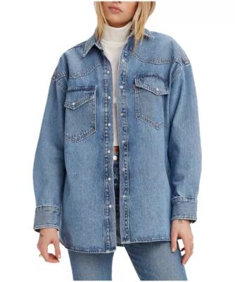 Women's Dylan Western Relaxed Fit Button Up Jean Shirt I am Never Wrong S | Mark's - Lequipeur