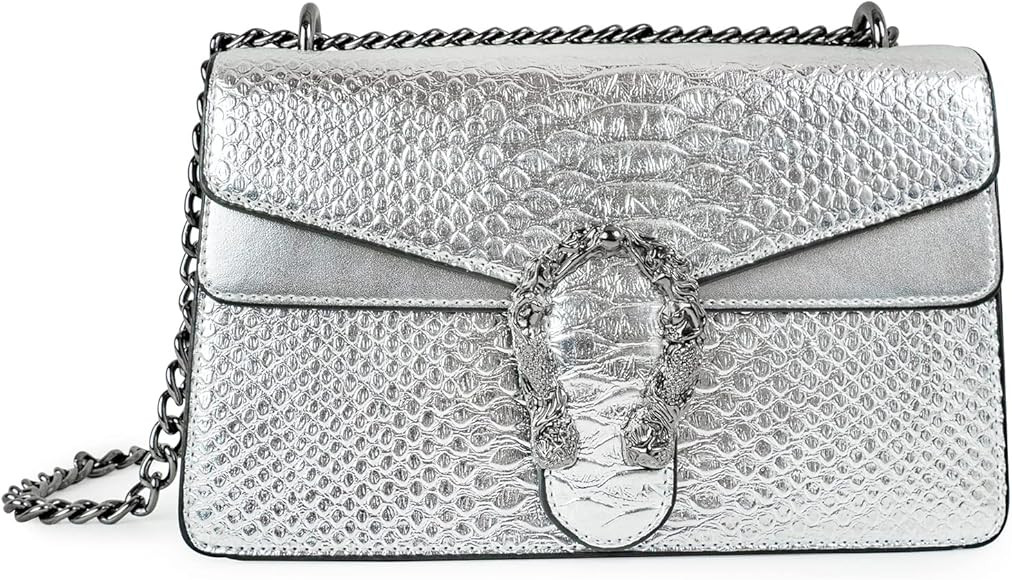 JBB Crossbody Shoulder Purse for Women - Snake Printed Leather Evening Clutch Chain Strap Small S... | Amazon (US)