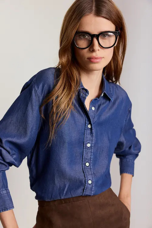 The Shirt by Rochelle Behrens The Denim Shirt in Dark Wash at Nordstrom, Size X-Small | Nordstrom