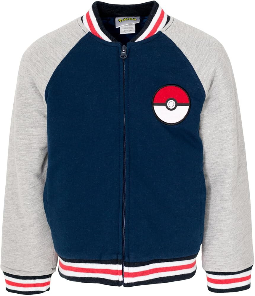 Pokemon French Terry Zip Up Varsity Bomber Jacket Little Kid to Big Kid Sizes (4-18-20) | Amazon (US)