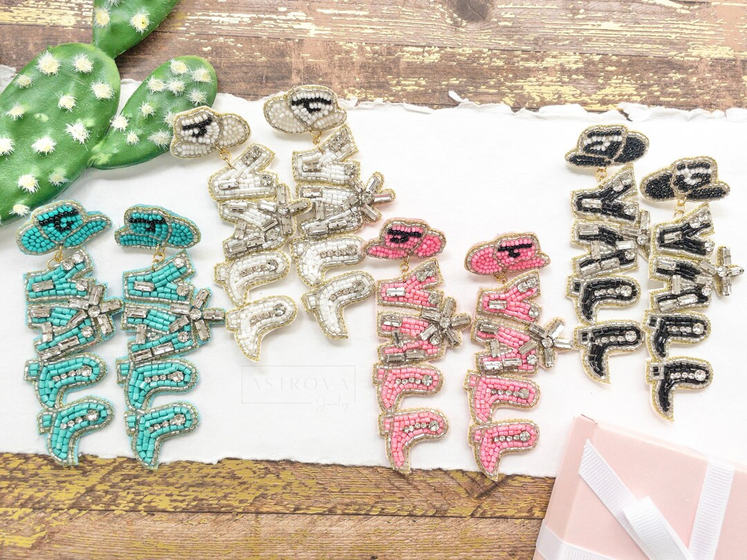 Cowgirl Hat & Ya'll Seed Bead Earrings  Nashville - Etsy | Etsy (US)