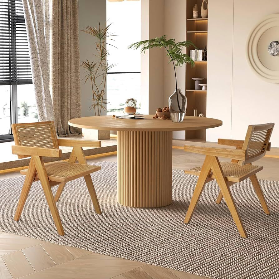 Round Dining Table Modern Wood Kitchen Table 35'' Circular Tabletop for Leisure,35''L x 35''W x 2... | Amazon (US)