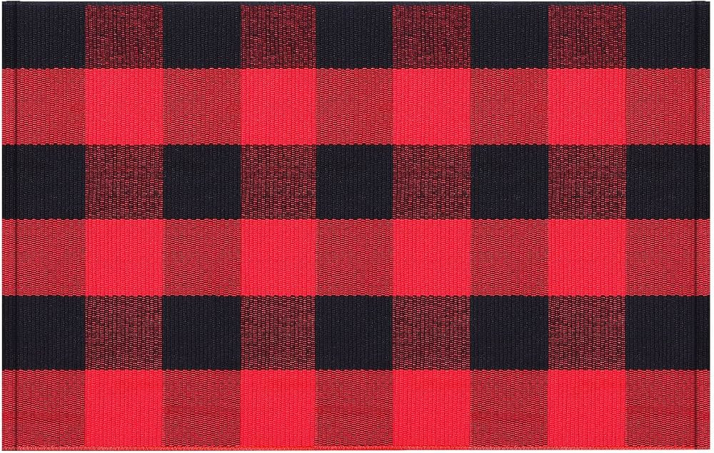 Mudder Buffalo Plaid Rug 35.4 x 23.6 Inches Black and Red Check Rug Outdoor Indoor Front Porch Ch... | Amazon (US)