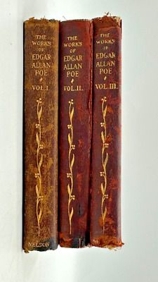 SCARCE Works of Edgar Allan Poe in 3 Volumes Nelson 1905 Complete Leather-Bound | eBay US