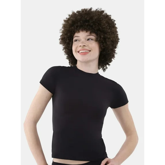 No Boundaries Women's Fit Stretch Short Sleeve T-Shirt, Sizes XS-3XL | Walmart (US)