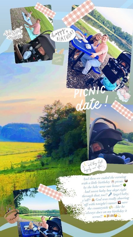 And then we ended the evening with a little birthday 🎂 picnic 🧺 by the lake near our house!! 🌳 And sweet baby boy slept right through that, too!! 💤 Angel baby, y’all!! 👼🏼 God was really showing off with tonight’s sunset 🌄 over the countryside 🌾 - like he always does on my birthday it seems!! ☀️🎉🫶🏽🥳💫 

#LTKBaby #LTKKids #LTKFamily