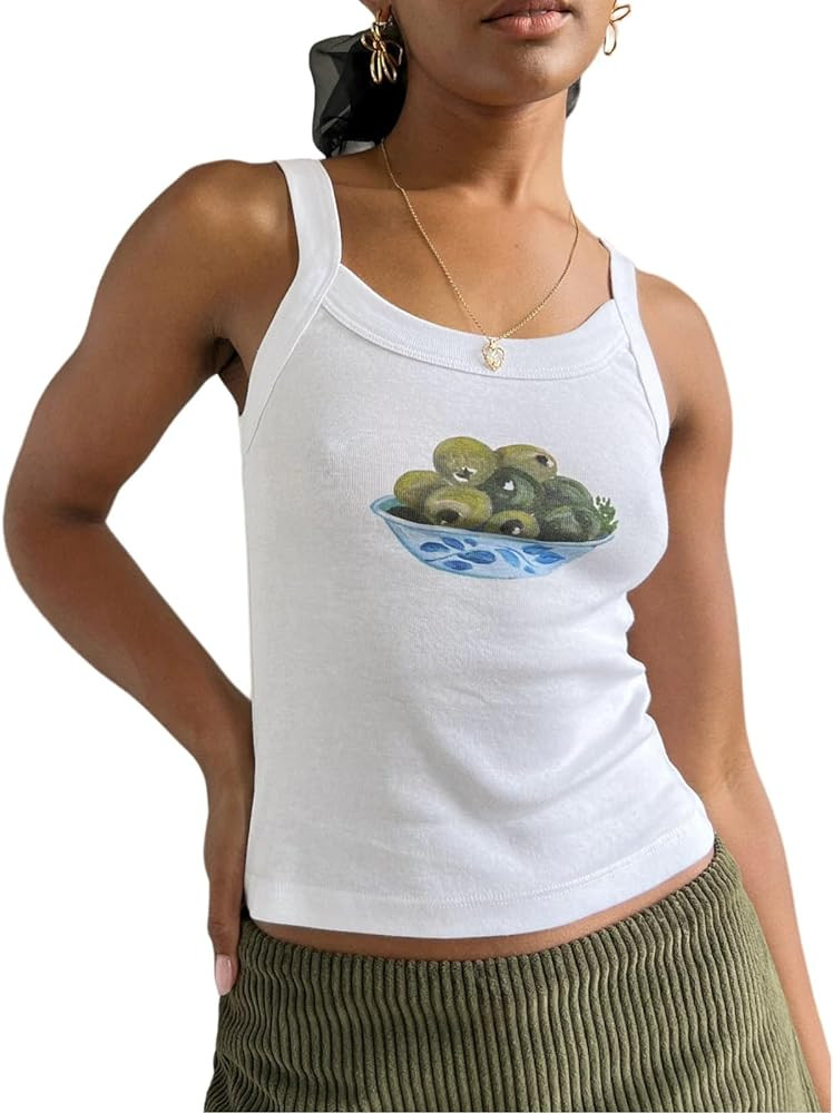 Women Vintage Graphic Tank Tops Causal Sleeveless Y2K 90s Retro Cami Shirt Summer Scoop Neck Frui... | Amazon (US)