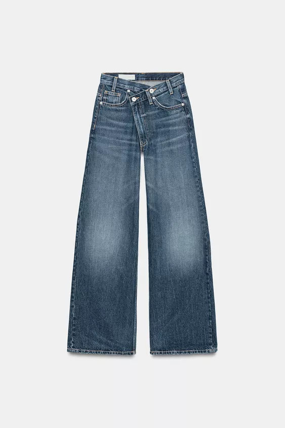 JEANS TRF GAMBA LARGA CINTURA INCROCIATA VITA ALTA | Zara US