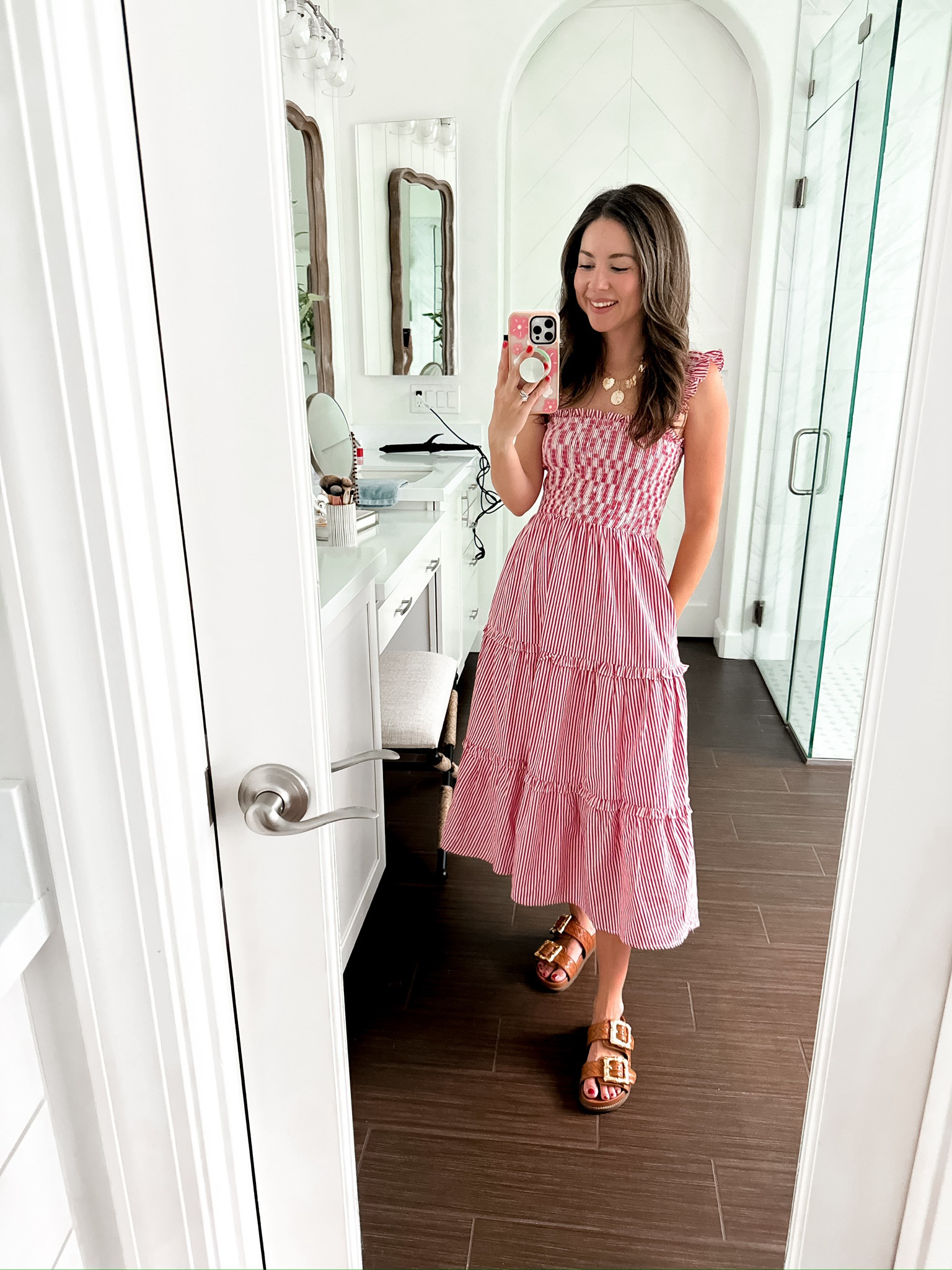 Summer dress - summer sandals - petite friendly fashion- midi dress - summer wardrobe - women’s fashion - striped dress

#LTKFindsUnder100 #LTKStyleTip #LTKSeasonal