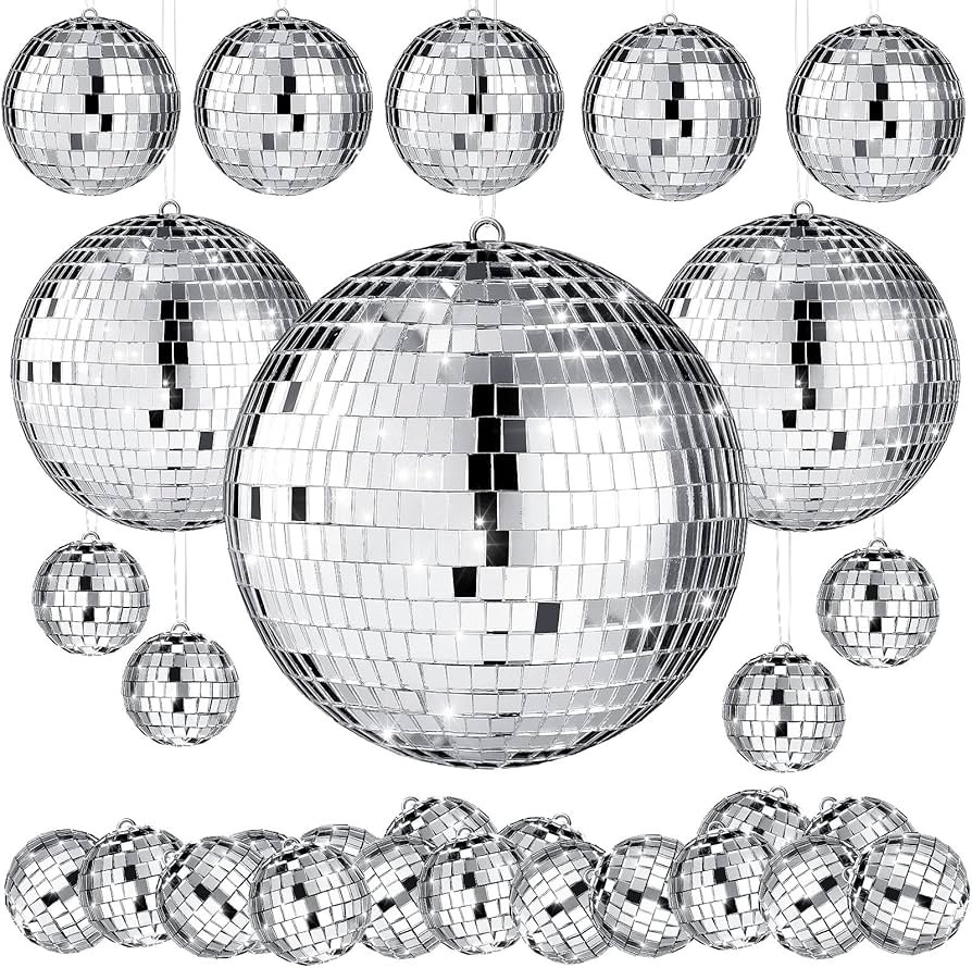 20 Pcs Hanging Mirror Disco Ball Ornaments Glass Disco Balls Decoration Different Sizes 70s Refle... | Amazon (US)