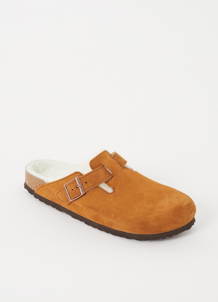 Birkenstock Boston instapper van suède met lamswol • Rood • de Bijenkorf | De Bijenkorf (NL)