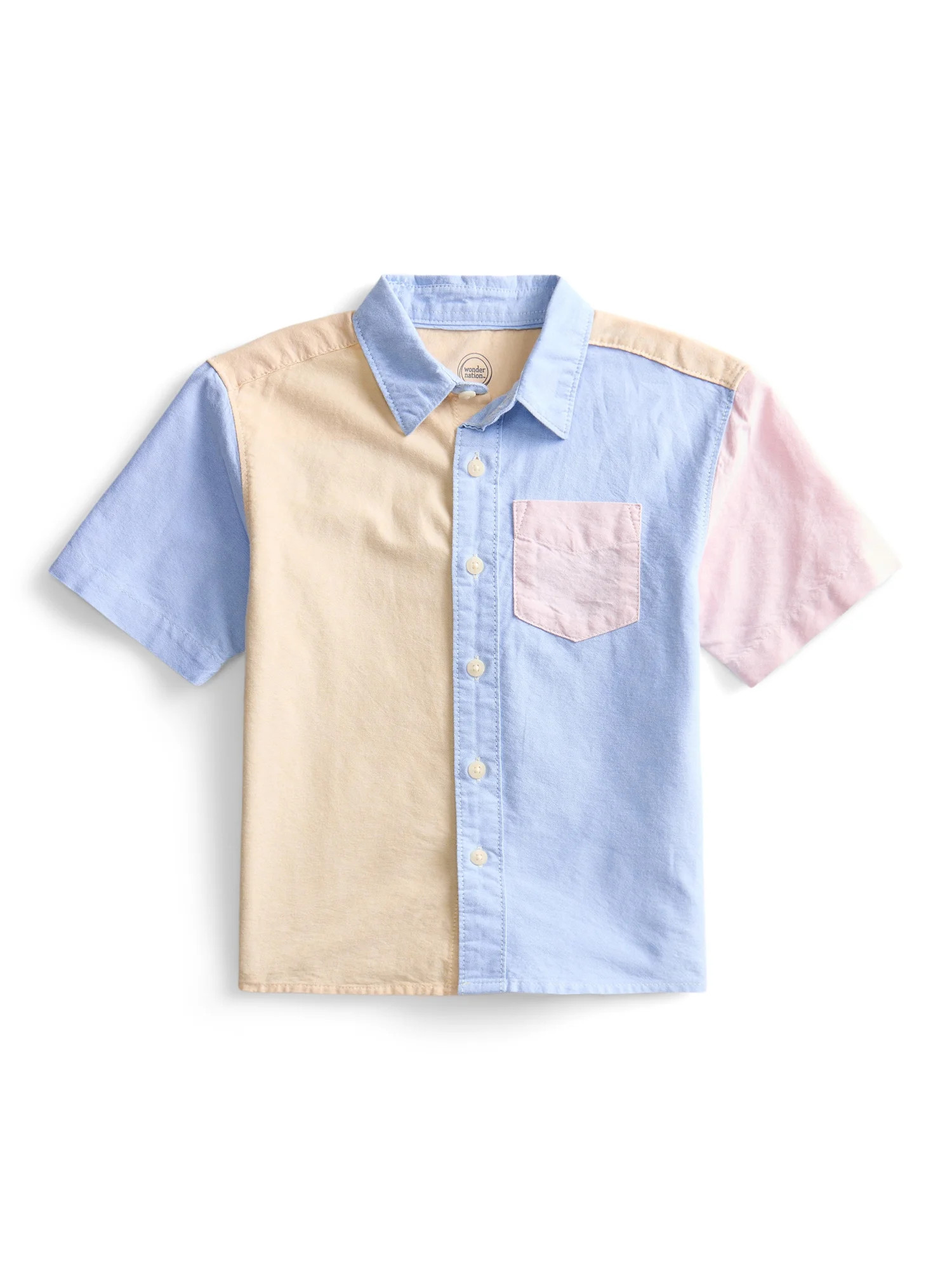 Wonder Nation Boys Cotton Woven Button-Down Shirt with Short Sleeves, Sizes 4-18 | Walmart (US)