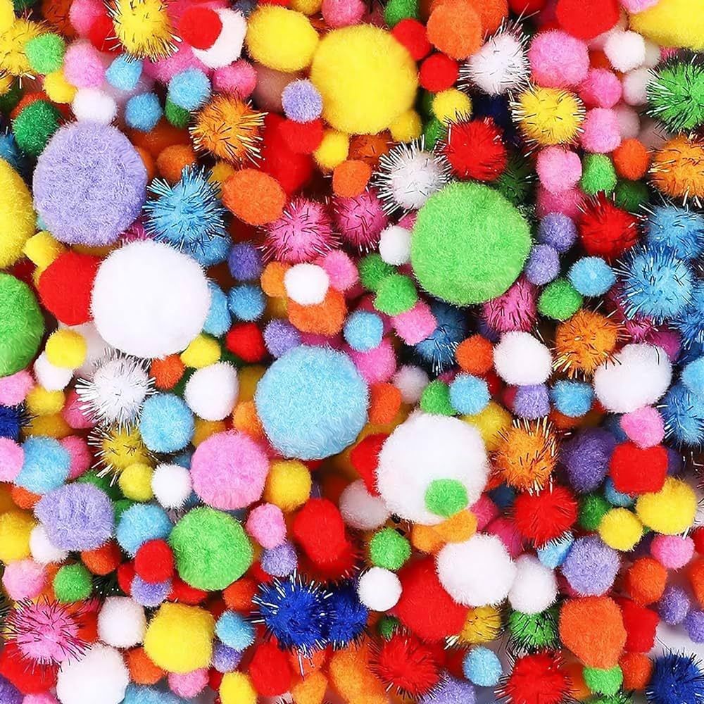 1000pcs Multicolor Pom Pom Balls, Assorted Sizes & Colors Pompoms for Arts and Craft Making Decor... | Amazon (US)