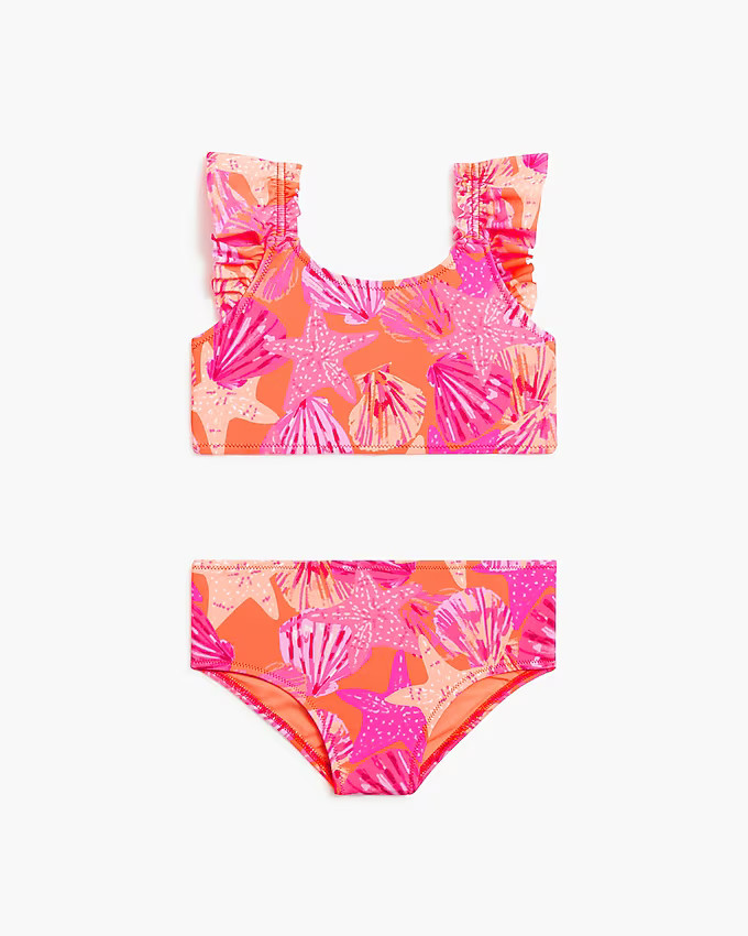 Girls' seashell ruffle bikini set | J.Crew Factory
