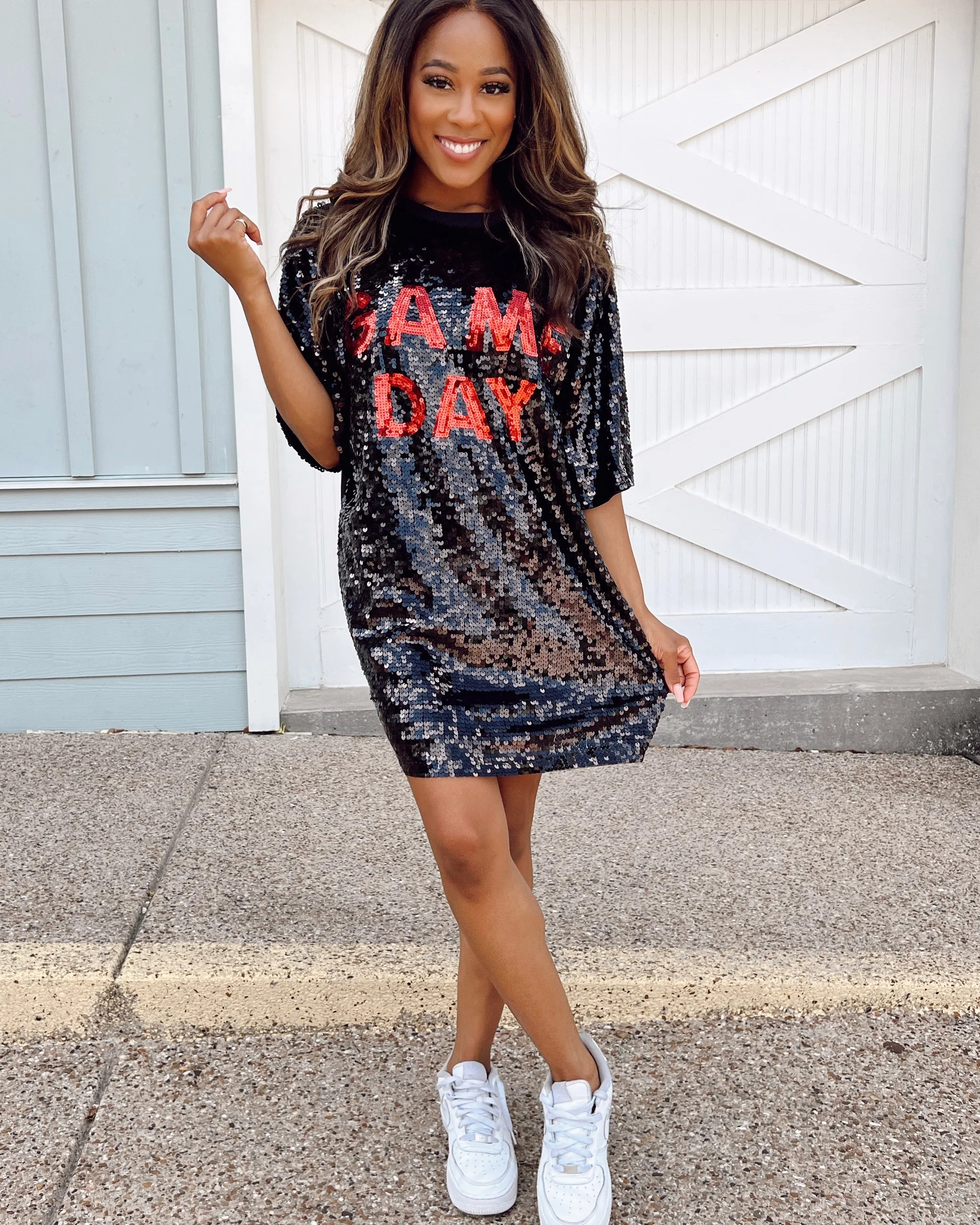 Red/Black GAME DAY Sequin Jersey Tunic | Live Love Gameday®