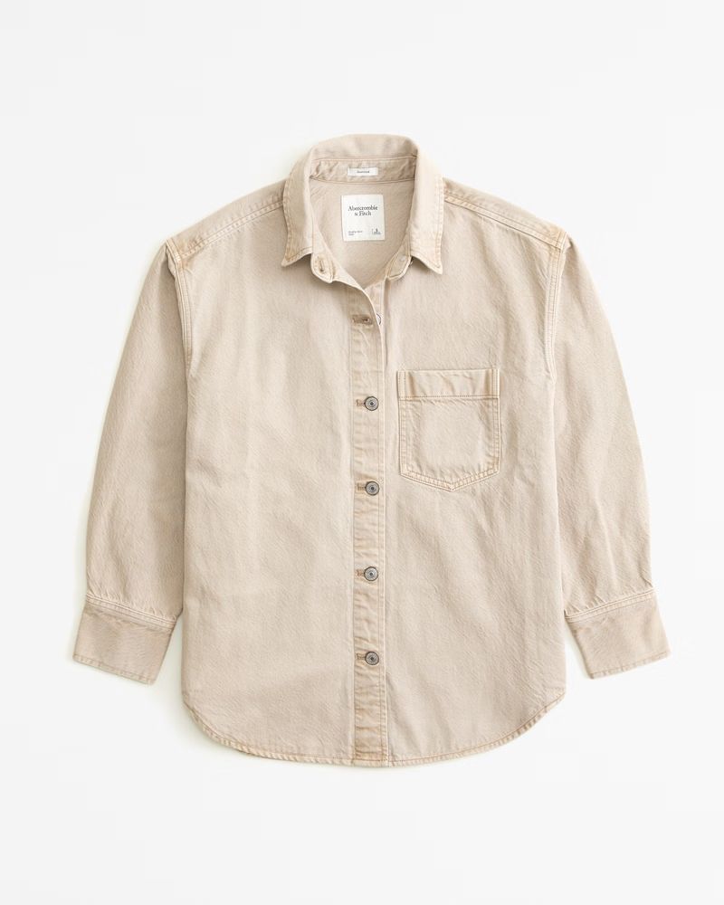 Oversized Denim Button-Up Shirt | Abercrombie & Fitch (US)