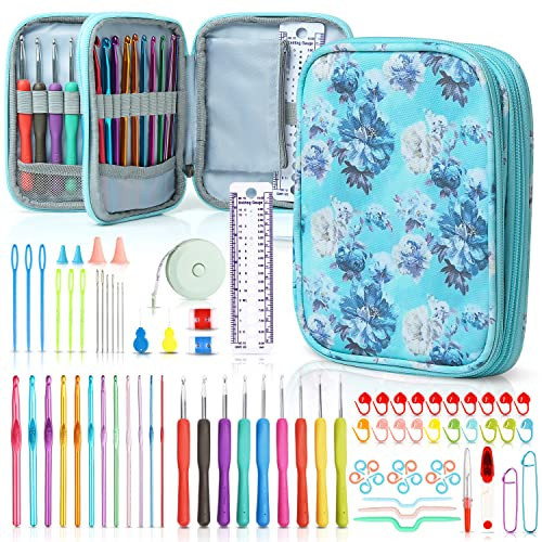 SHAXANO Crochet Hooks Kit with Case, 86-Piece, Ergonomic Crochet Needles Weave Yarn Kits DIY Hand Knitting Art Tools for Beginners and Experienced Crochet Lovers | Amazon (US)