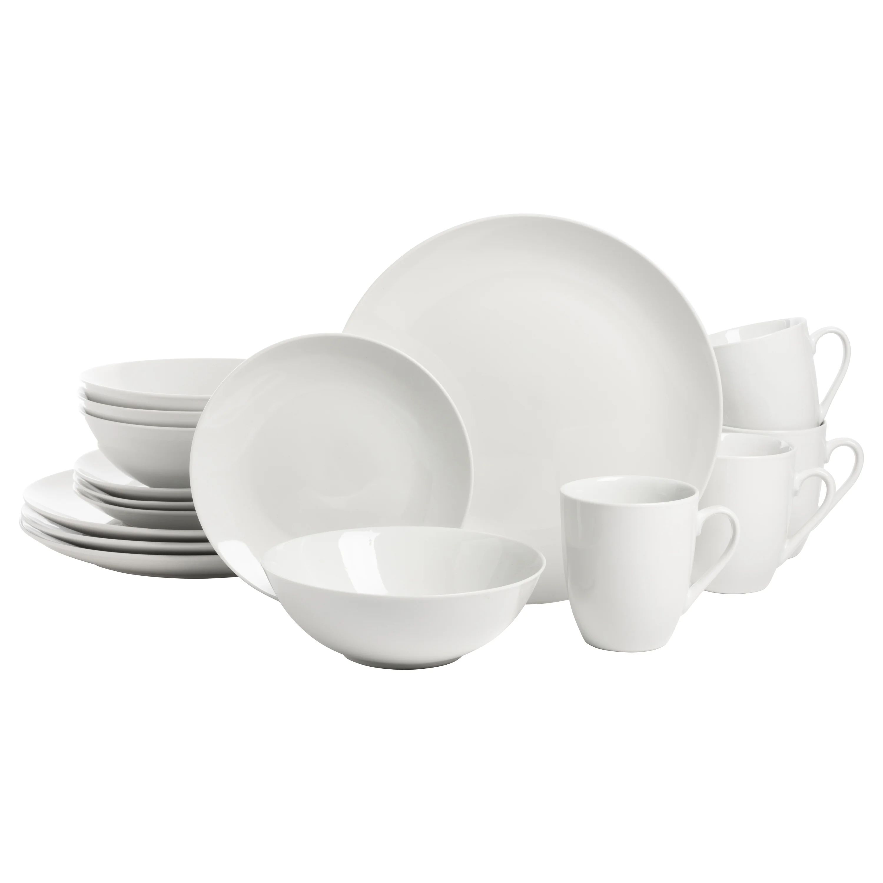 Ten Strawberry Street Simply White Coupe 16-Piece Dinnerware Set | Walmart (US)