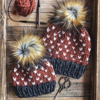 Lots Of Love Beanie | Hand Knit Bulky Matching Hats Mommy & Me Set | Etsy (US)