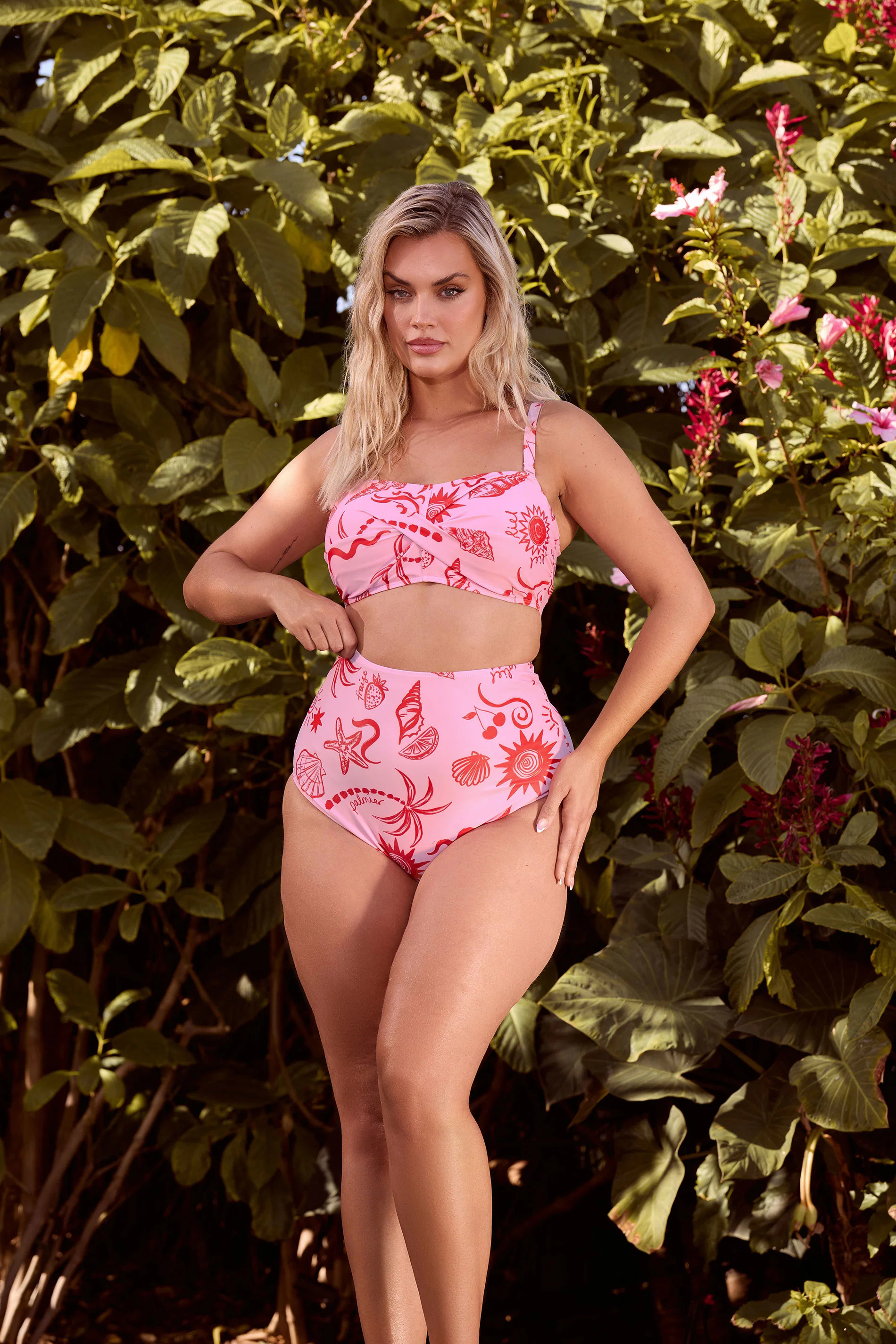 YOURS Plus Size Pink Shell Print Super High Waist Bikini Brief | Yours Clothing UK