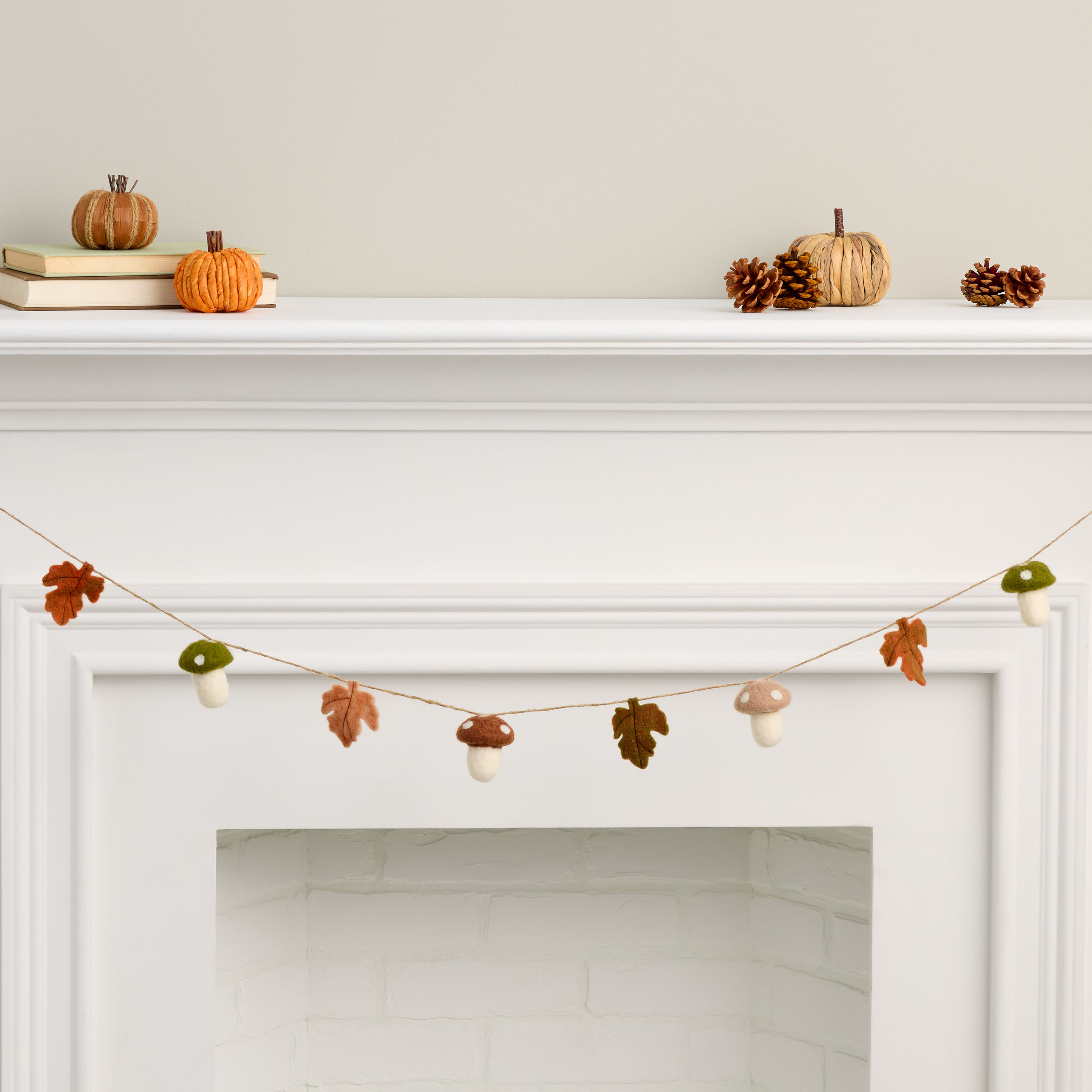 Wool Mushroom and Leaf Garland | World Market