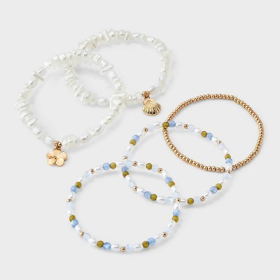 Mixed Pearl and Charm Bracelet 5ct - Wild Fable™ Gold | Target