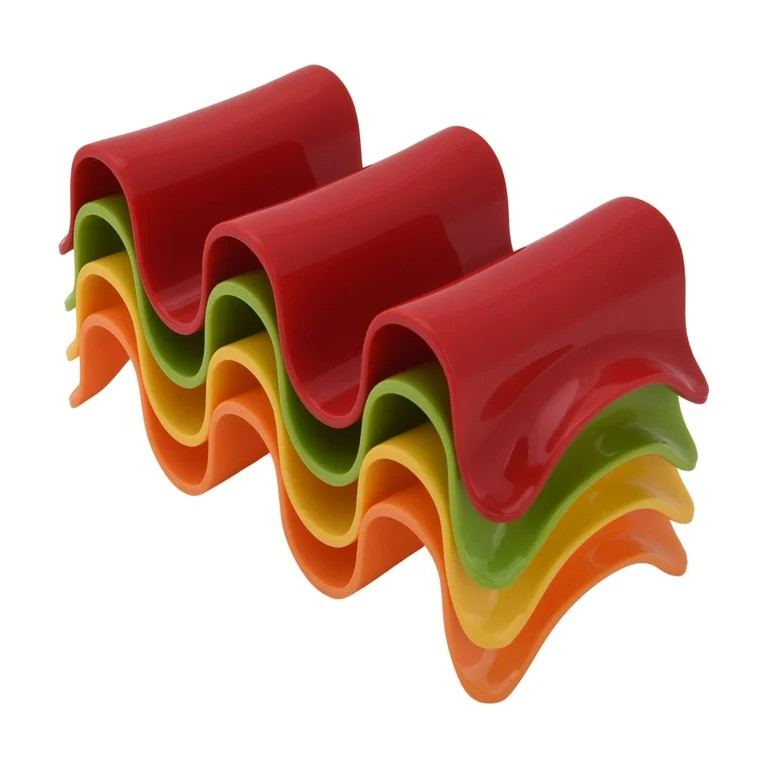 Mainstays Stackable Triple Taco Holder Stand 4-Pack Multicolor - Easy Serve & Dishwasher Safe | Walmart (US)