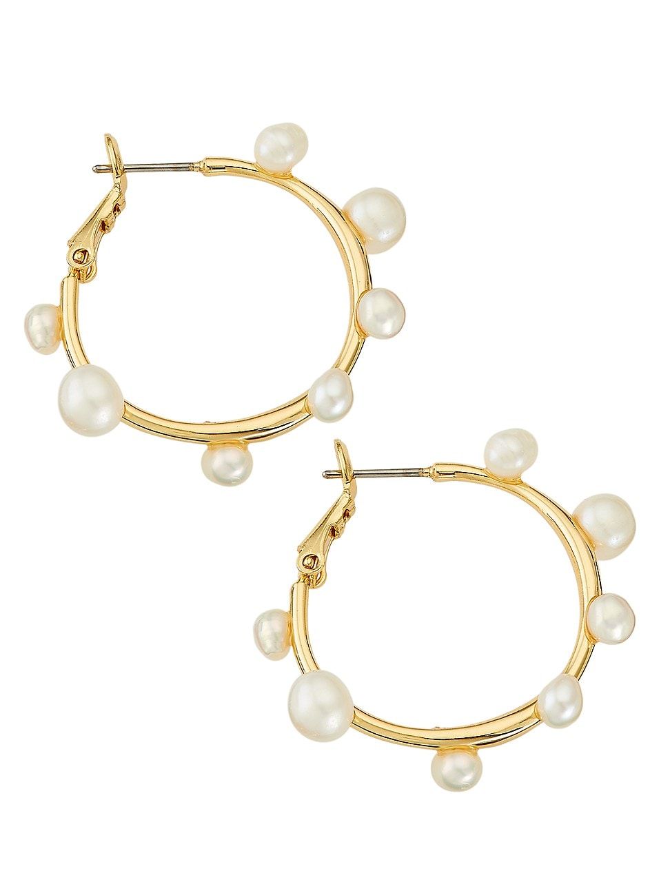 Women's Mini Island 14K-Gold-Plated & Freshwater Pearl Hoop Earrings - Pearl - Pearl | Saks Fifth Avenue