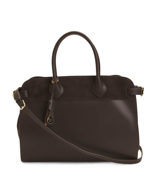 Made In Italy Leather Ribot Satchel | TJ Maxx