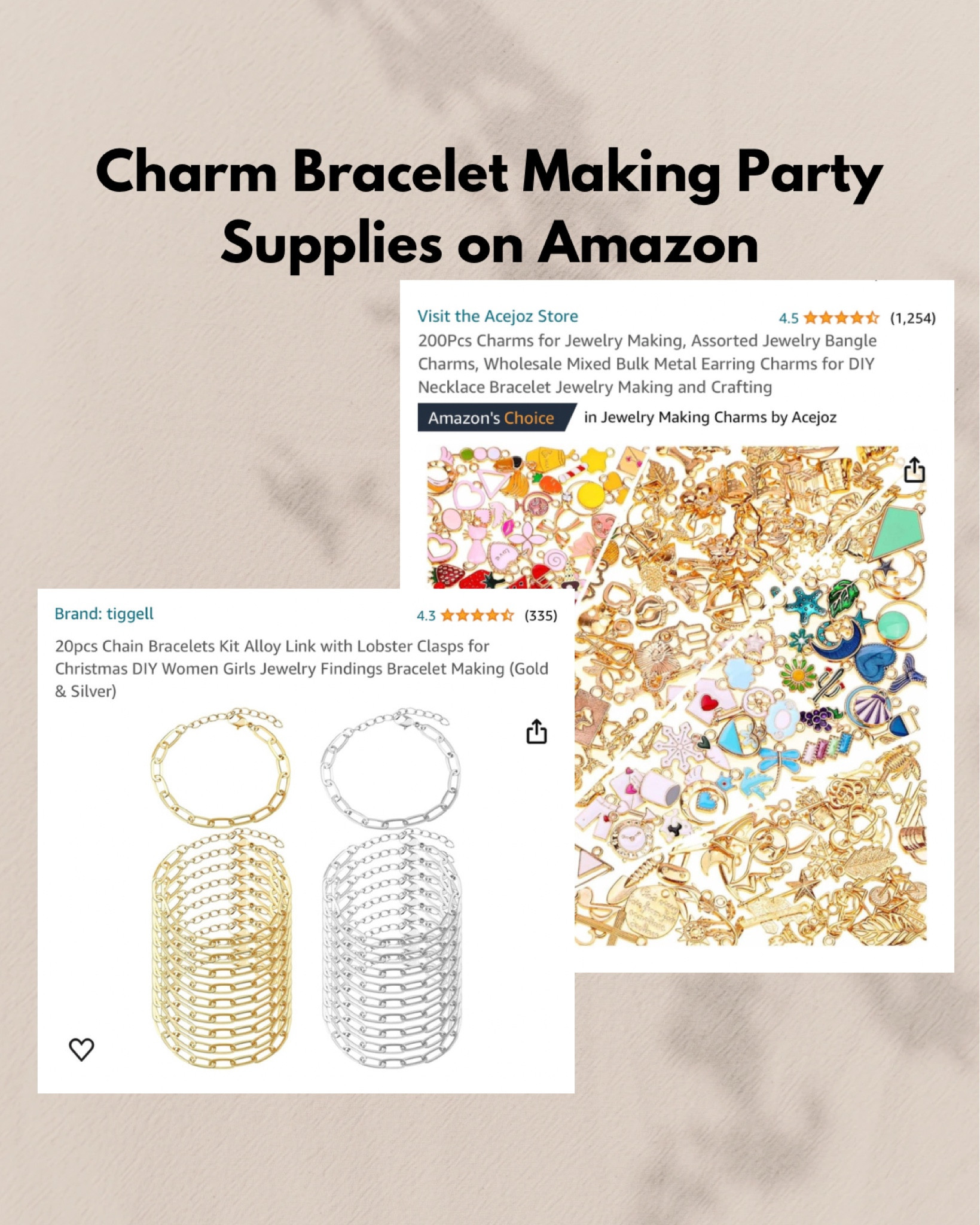 Charm necklace / charm bracelet making supplies on Amazon for picnic party  

#LTKparties #LTKFestival #LTKfindsunder100