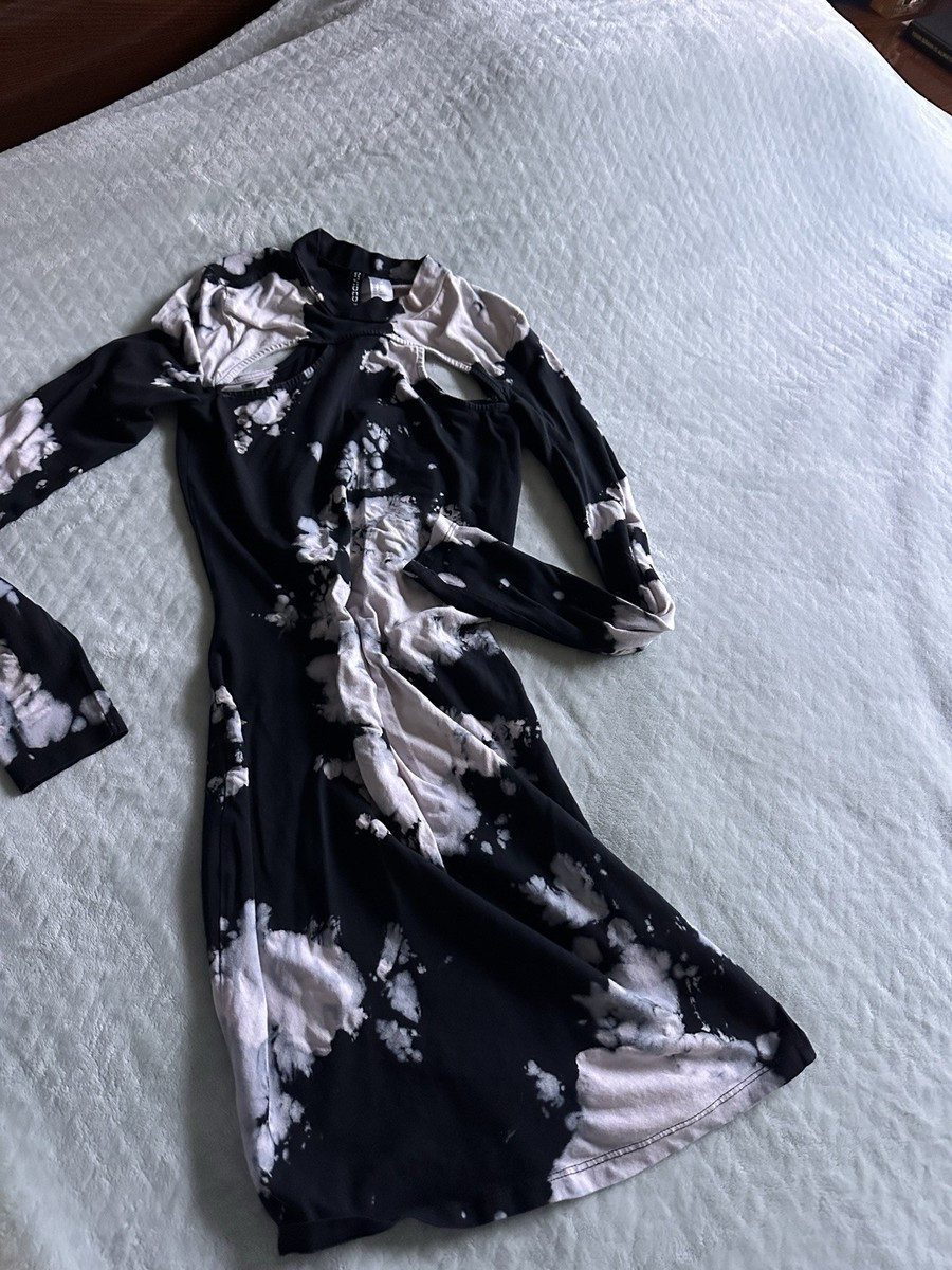 Women's Tie Dye Cocktail Dress Black and White Size Small | eBay US
