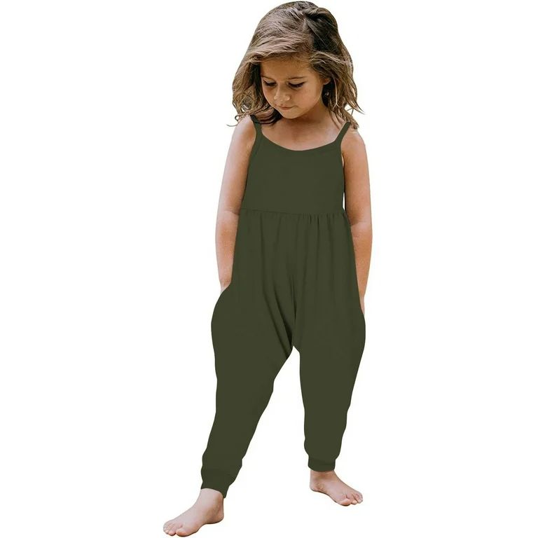 Baby Summer Jumpsuits for Girls Kids Cute Backless Harem Strap Romper Jumpsuit One Piece Outfit T... | Walmart (US)