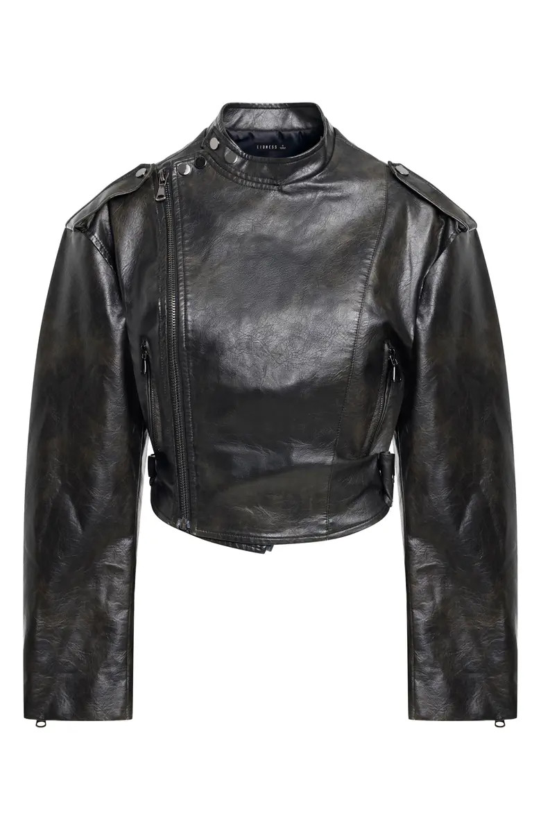 LIONESS Driftwood Faux Leather Bomber Jacket | Nordstrom | Nordstrom