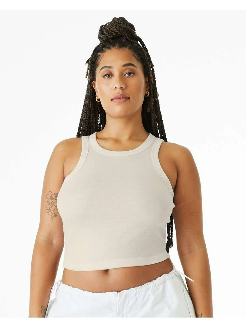 Bella & Canvas B04006244 Women Micro Rib Racer Tank Top, Solid Natural Blend - Medium | Walmart (US)