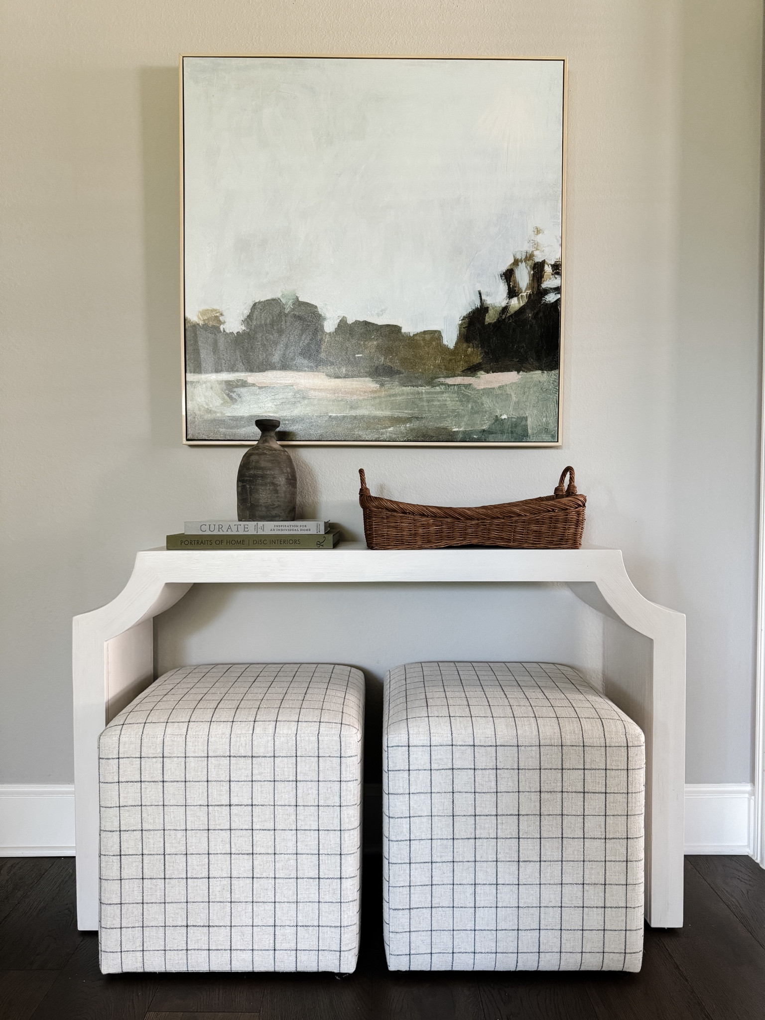 Small console table styling in our living room! I found this table years ago on clearance so unfortunately I can’t link it! I love the art and can’t believe it’s from Target! 

#LTKFallSale #LTKHome #LTKFindsUnder100