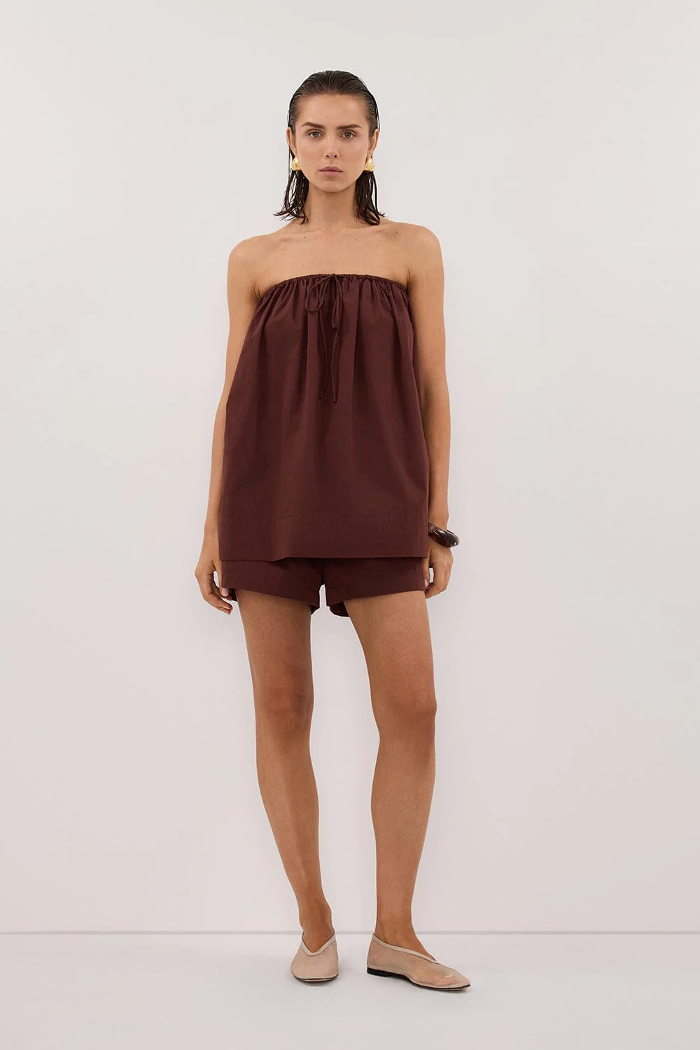 SOMMER CINNAMON POPLIN SHORT | DISSH
