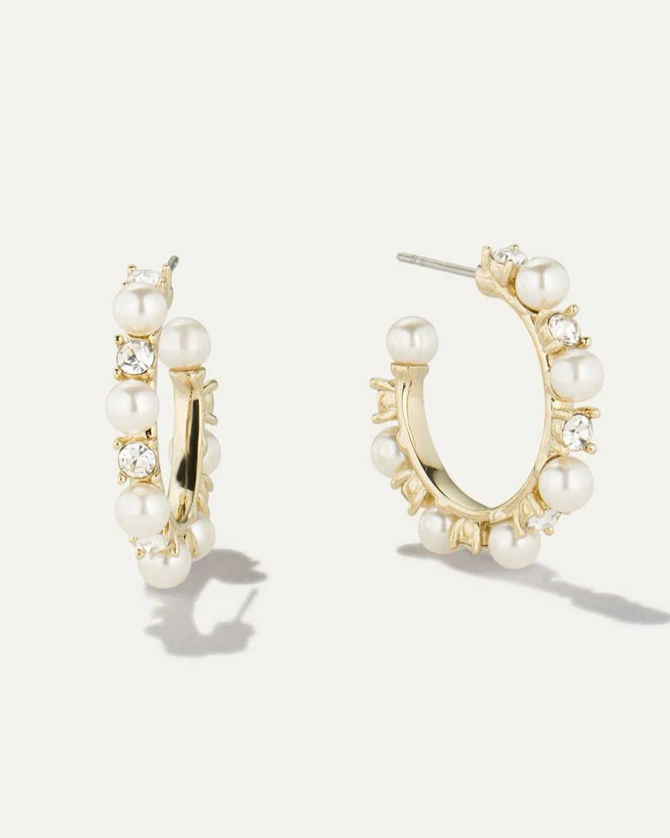 Gaia Pearl and Crystal Hoop Earring | Stella & Dot