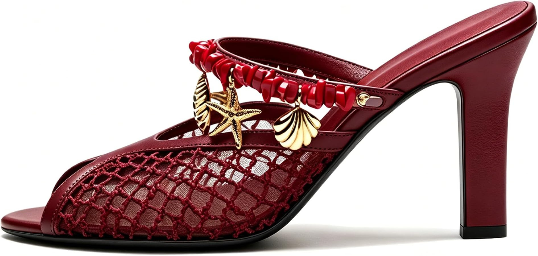Block Peep Toe Heel Sandals for Women Mesh Slip On Chunky High Heel Slide Sandals Summer Casual C... | Amazon (US)