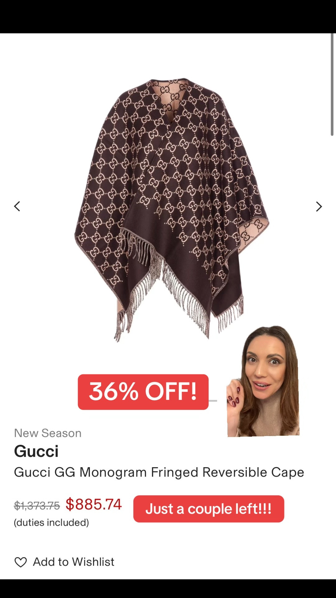 GORGEOUS Gucci cape on sale!! 

#LTKSeasonal #LTKSaleAlert #LTKStyleTip