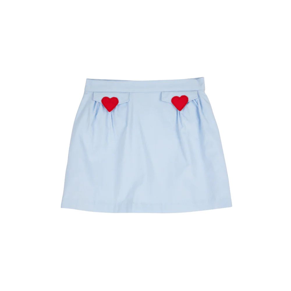 Perrin Pleated Skirt (Corduroy) - Buckhead Blue with Hearts | The Beaufort Bonnet Company