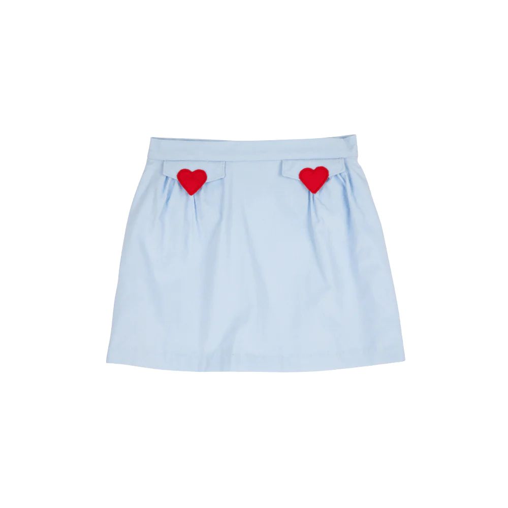 Perrin Pleated Skirt (Corduroy) - Buckhead Blue with Hearts | The Beaufort Bonnet Company