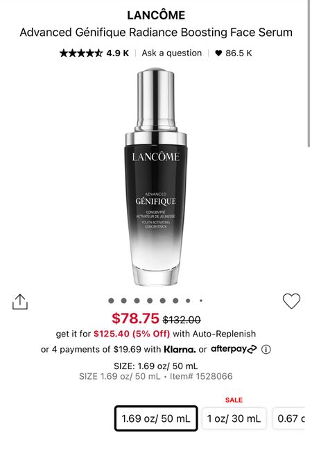 Sephora Sale Finds! ⭐️

Lancôme Advanced Génifique Radiance Boosting Face Serum on SALE - $78.75

#sephorasale #sephorafind #sephora 

#LTKsalealert #LTKbeauty #LTKunder100