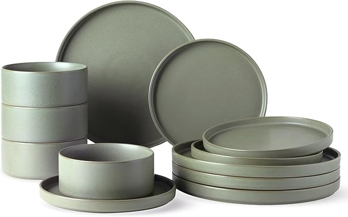 Ceramic Dinnerware Sets for 4, Stoneware Plates and Bowls Sets, Chip and Scratch Resistant Dishes... | Amazon (US)