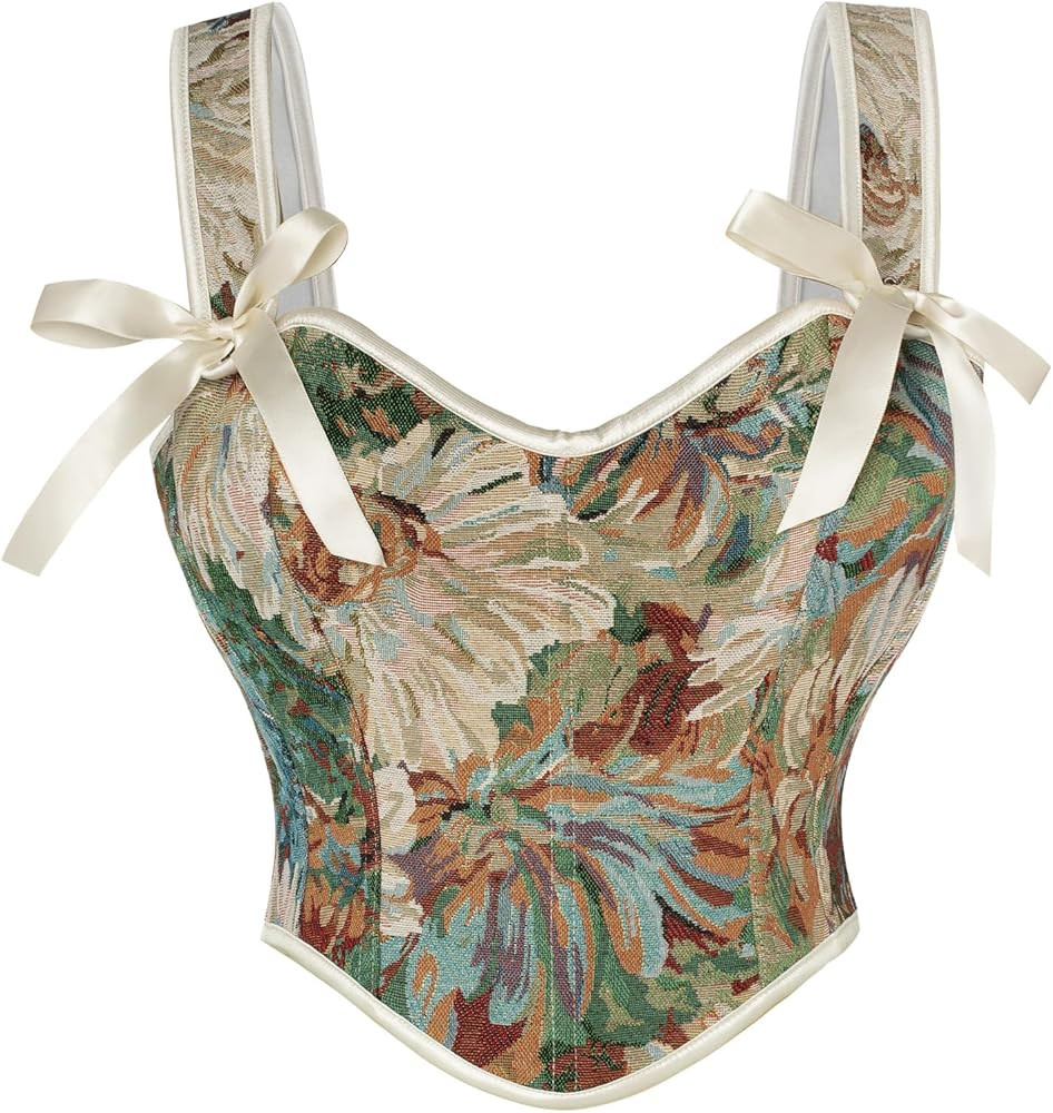 SCARLET DARKNESS Corset Tops for Women Sweetheart Neckline Floral Corset with Zipper Size 6-18 | Amazon (US)