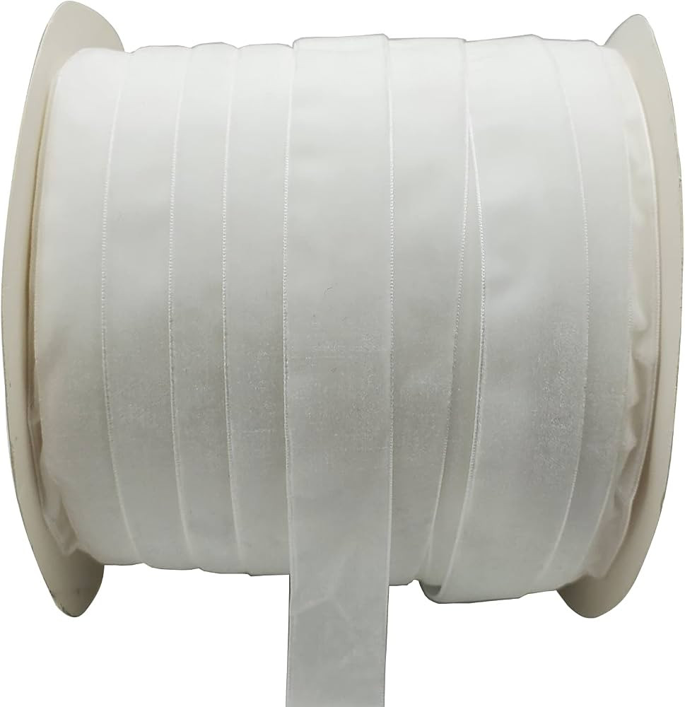 10 Yards Velvet Ribbon Spool (White, 1") | Amazon (US)