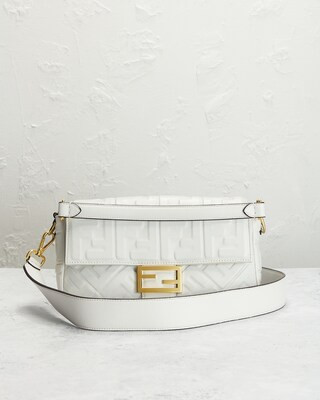 FWRD Renew Fendi Zucca Mama Baguette 2 Way Shoulder Bag in White | FWRD | FWRD 