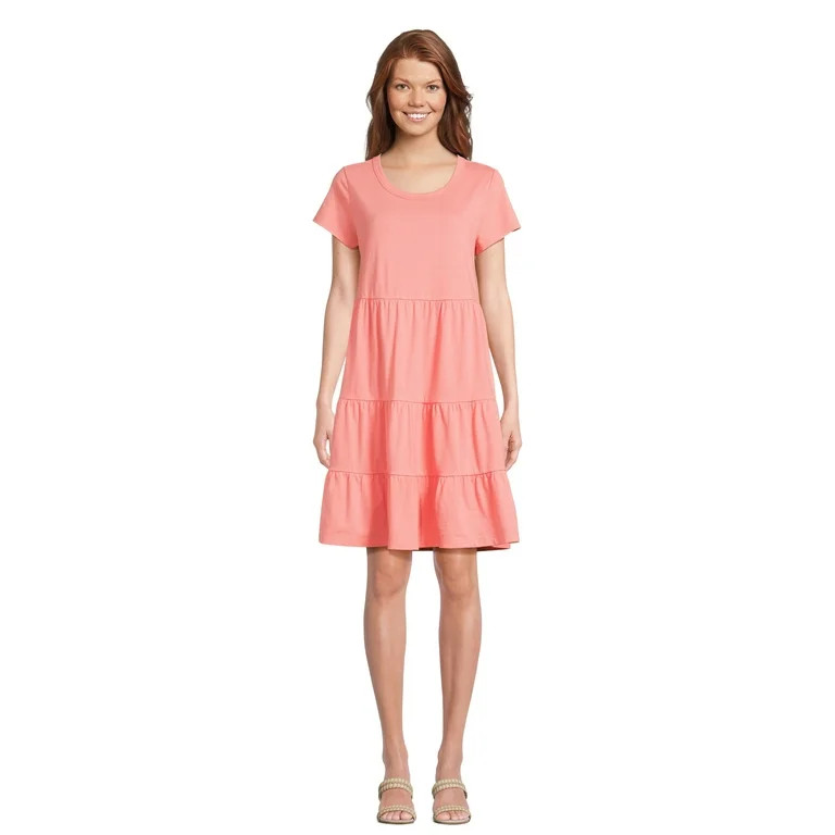 Time and Tru Women's Tiered Knit Dress - Walmart.com | Walmart (US)