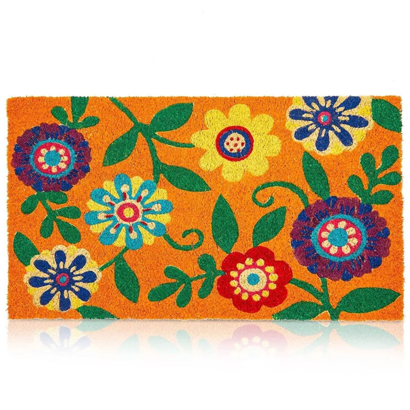 Juvale Natural Coir Floral Spring Door Mat for Front Door Entry, Outdoor Welcome Non-Slip Rug, 17... | Target